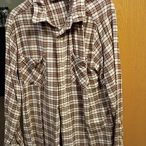 Haband Casual Joe Brown and Cream Plaid Shirt